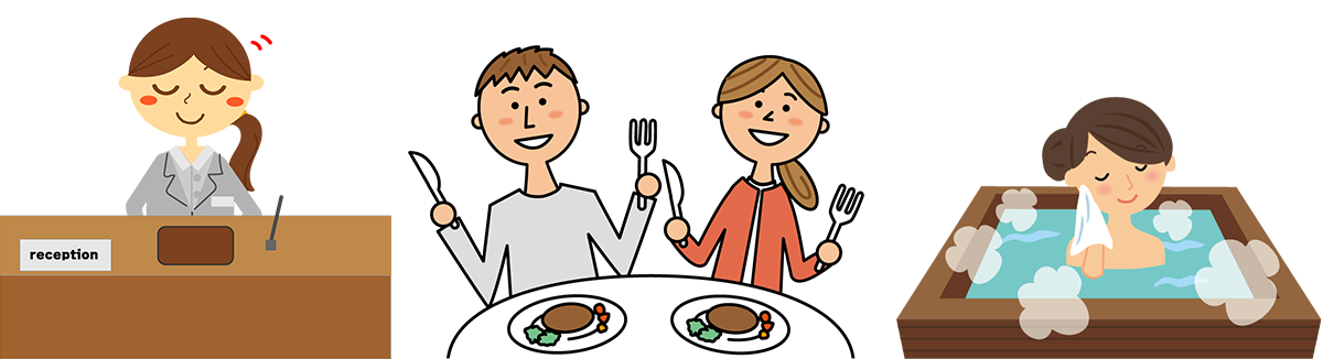 レストランや浴場、フロントなど、館内施設の混雑状況をゲストのスマホに配信